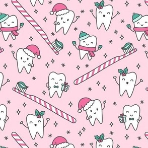 Christmas Teeth on Pink (Medium Scale)