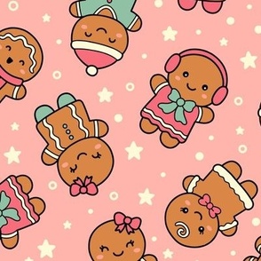Gingerbread People on Pink (Large Scale) 