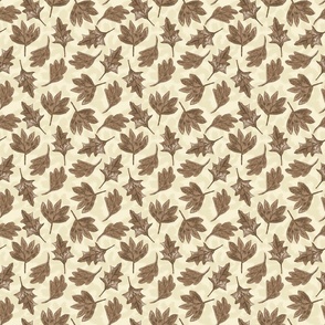 Brown Watercolor Autumn Leaves on a light beige color background