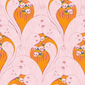 Halloween Party Ghostly Art Nouveau Petals Pink