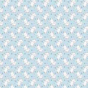 Tiny Trotting Samoyed and paw prints - frosty blue