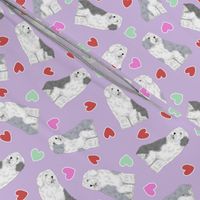 Tiny Old English Sheepdog - Valentine hearts