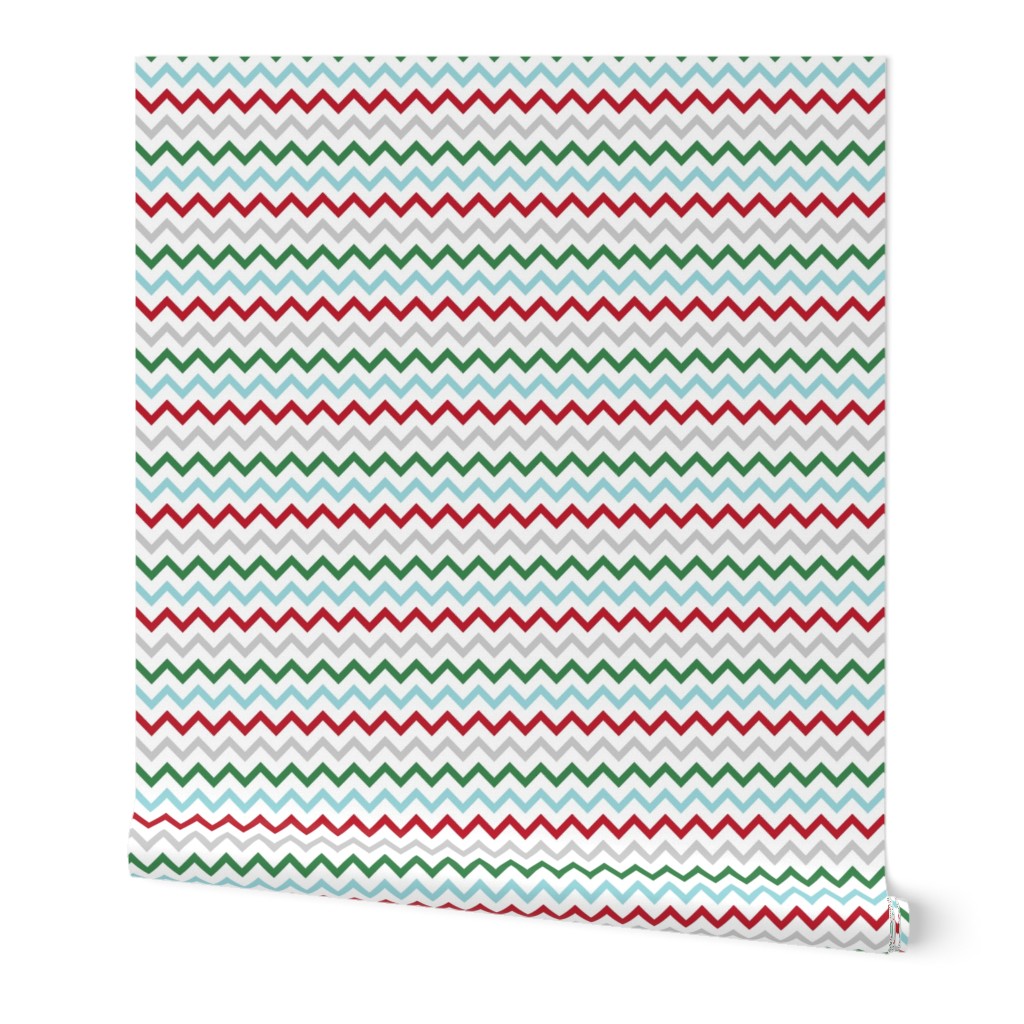 chevron multi two MED red green blue grey - christmas wish collection