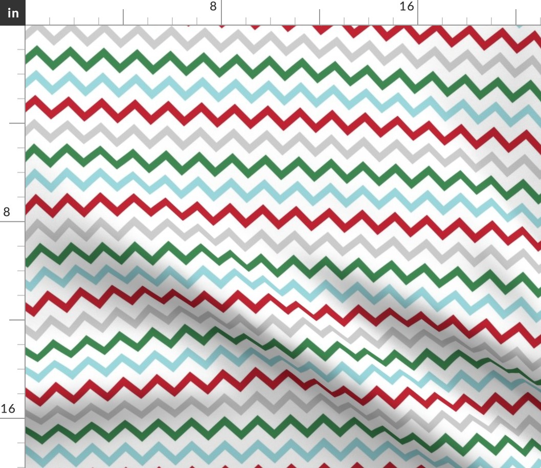 chevron multi two MED red green blue grey - christmas wish collection