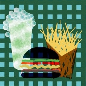 Burger bites, fries, shake - green