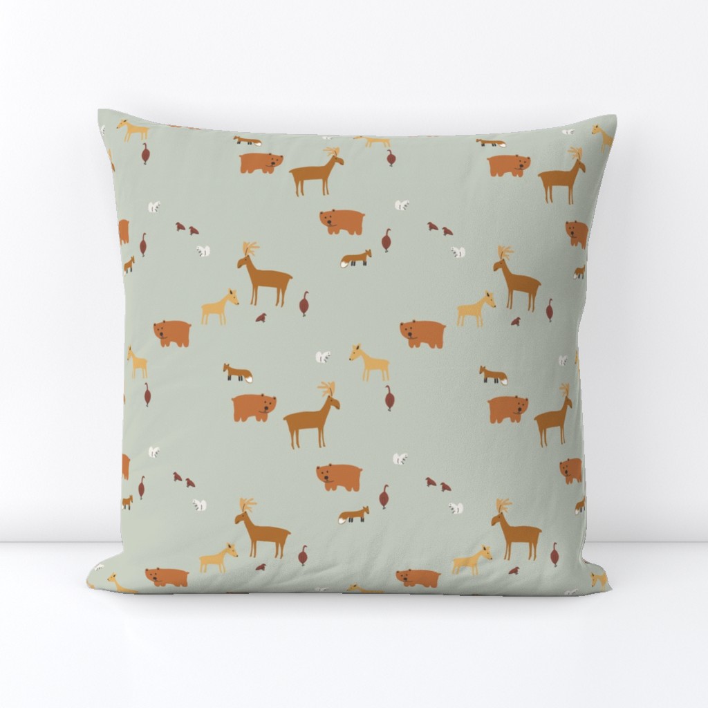 Woodland Animals in Light Blue