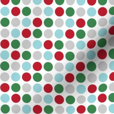 polka dots multi two MED red green blue grey - christmas wish collection