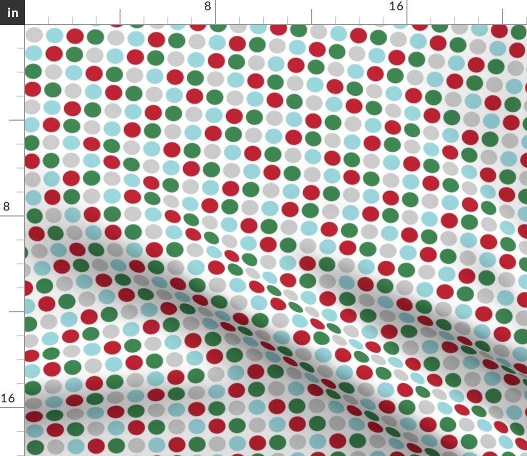 polka dots multi two MED red green blue grey - christmas wish collection