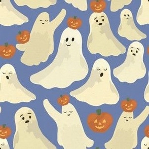 Cute Ghosts with Pumpkins - Purple