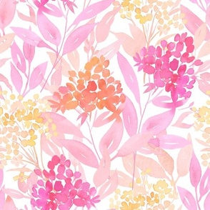 Full Bloom - Bright Oranges _ Pinks on White - Medium