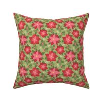 Green Holiday Bliss - Festive Poinsettia and Holly Christmas Pattern for Joyful Decor