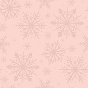 Blush of Winter - Soft Pink Snowflakes Pattern for Tranquil Seasonal Ambiance