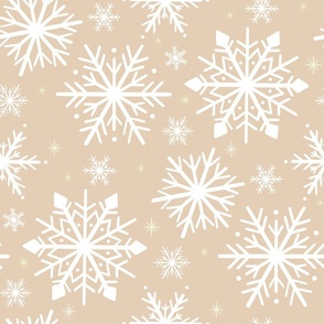 Soft Beige Snowflake Symphony  XL - Delicate Winter Patterns for Cozy Home Decor