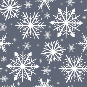 Enchanted Winter Wonderland Snowflakes on Evening Blue XL - Elegant Seasonal Decor