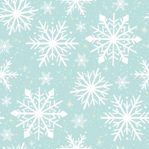 Serene Winter Blue Snowfall - Delicate Snowflake Texture XL - Peaceful Cold Season Pattern for Elegant Holiday Deco