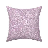 LARGE  thistle - linear two colors botanical | flowering weed | pastel purple