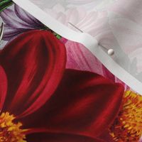 Nostalgic Dark Midnight Flower Garden - Dahlias - Asters All Kind of Fall Flowers - colorful sunny day