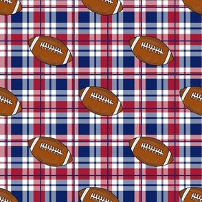 Bigger Scale Team Spirit Football Plaid in New York Giants Colors Red Blue and Grey 