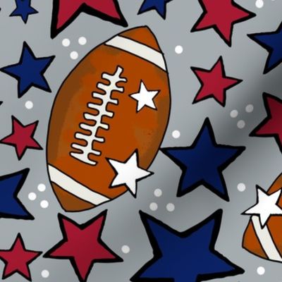 Large Scale Team Spirit Footballs and Stars in New York Giants Colors Red Blue and Grey