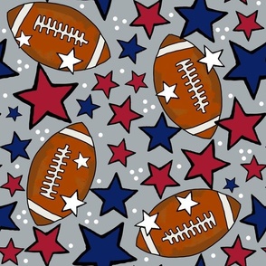 Large Scale Team Spirit Footballs and Stars in New York Giants Colors Red Blue and Grey