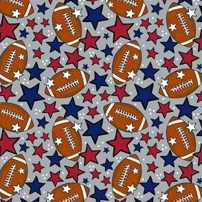 Small Scale Team Spirit Footballs and Stars in New York Giants Colors Red Blue and Grey 