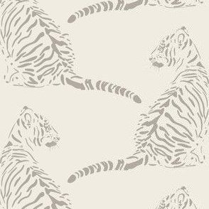 medium scale // baby tiger - cloudy silver taupe_ creamy white - nursery 
