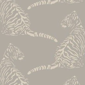 medium scale // baby tiger - bone beige_ cloudy silver - nursery 