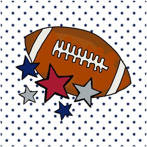 18x18 Panel Team Spirit Football and Stars in New York Giants Colors Red Blue and Grey for DIY Throw Pillow Cushion Cover or Tote Bag