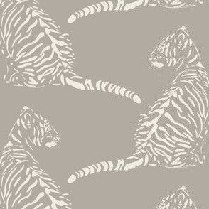 medium scale // baby tiger - cloudy silver_ creamy white - nursery 