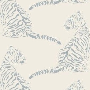 medium scale // baby tiger - creamy white_ french grey - nursery 