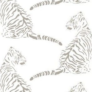 medium scale // baby tiger - cloudy silver_ pure white - nursery 