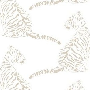 medium scale // baby tiger - bone beige_ pure white - nursery 
