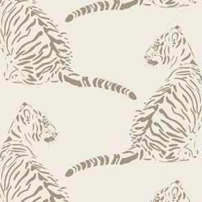 medium scale // baby tiger - creamy white_ khaki brown - nursery 