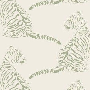medium scale // baby tiger - creamy white_ light sage green - nursery 