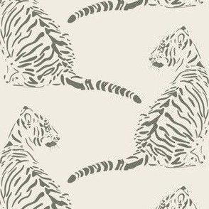 medium scale // baby tiger - creamy white_ limed ash green - nursery 