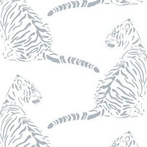 medium scale // baby tiger - lakeside blue_ pure white - nursery 