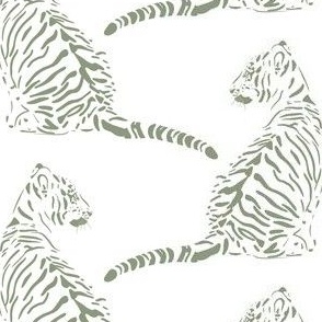 medium scale // baby tiger - leaflet green_ pure white - nursery 