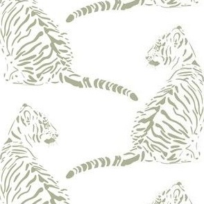 medium scale // baby tiger - light sage green_ pure white - nursery 