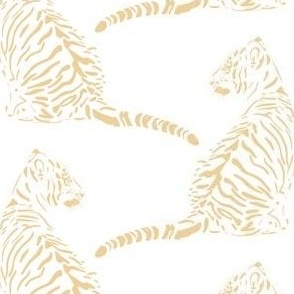 medium scale // baby tiger - pure white_ sun salutation yellow - nursery 