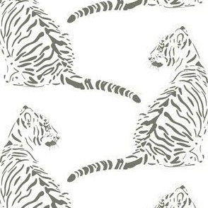 medium scale // baby tiger - limed ash green_ pure white - nursery 