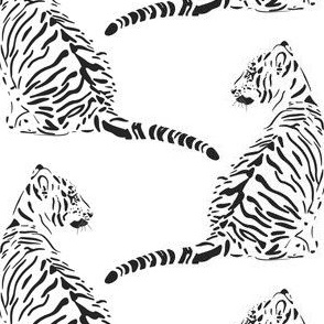 medium scale // baby tiger - pure white_ raisin black - nursery 