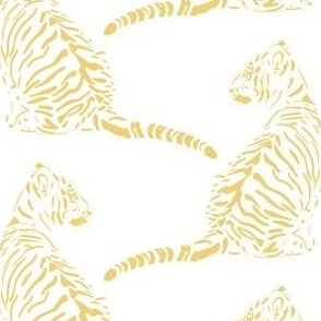 medium scale // baby tiger - pure white_ sunny side up yellow - nursery 