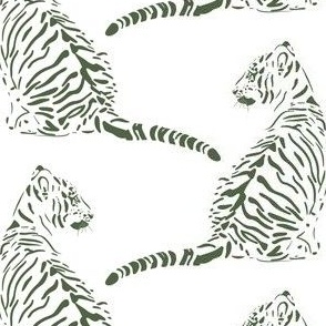 medium scale // baby tiger - olivetone green_ pure white- nursery 