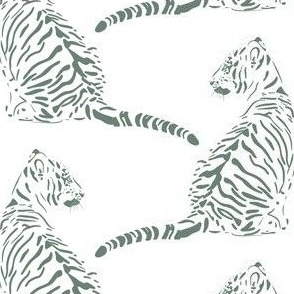 medium scale // baby tiger - juniper green_ pure white - nursery 