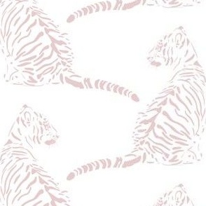 medium scale // baby tiger - pure white_ rose pink - nursery 