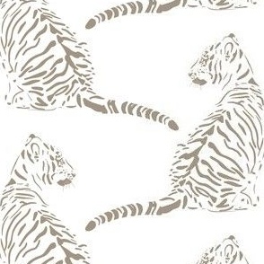 medium scale // baby tiger - khaki brown_ pure white - nursery 