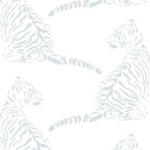 medium scale // baby tiger - pure white_ silent ripple blue - nursery 