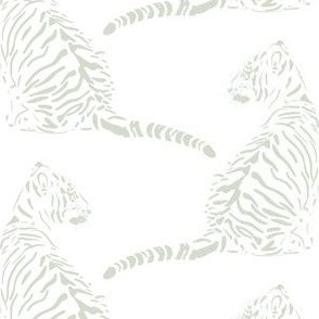 medium scale // baby tiger - pure white_ wavecrest green - nursery 