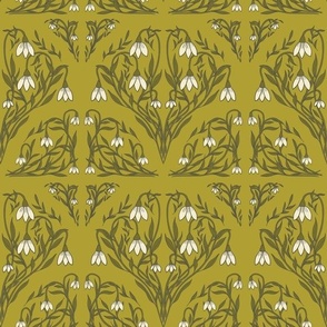 Art Deco Floral in Acid Green and Cream