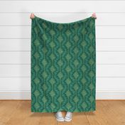 boho ogee stripes/dark green